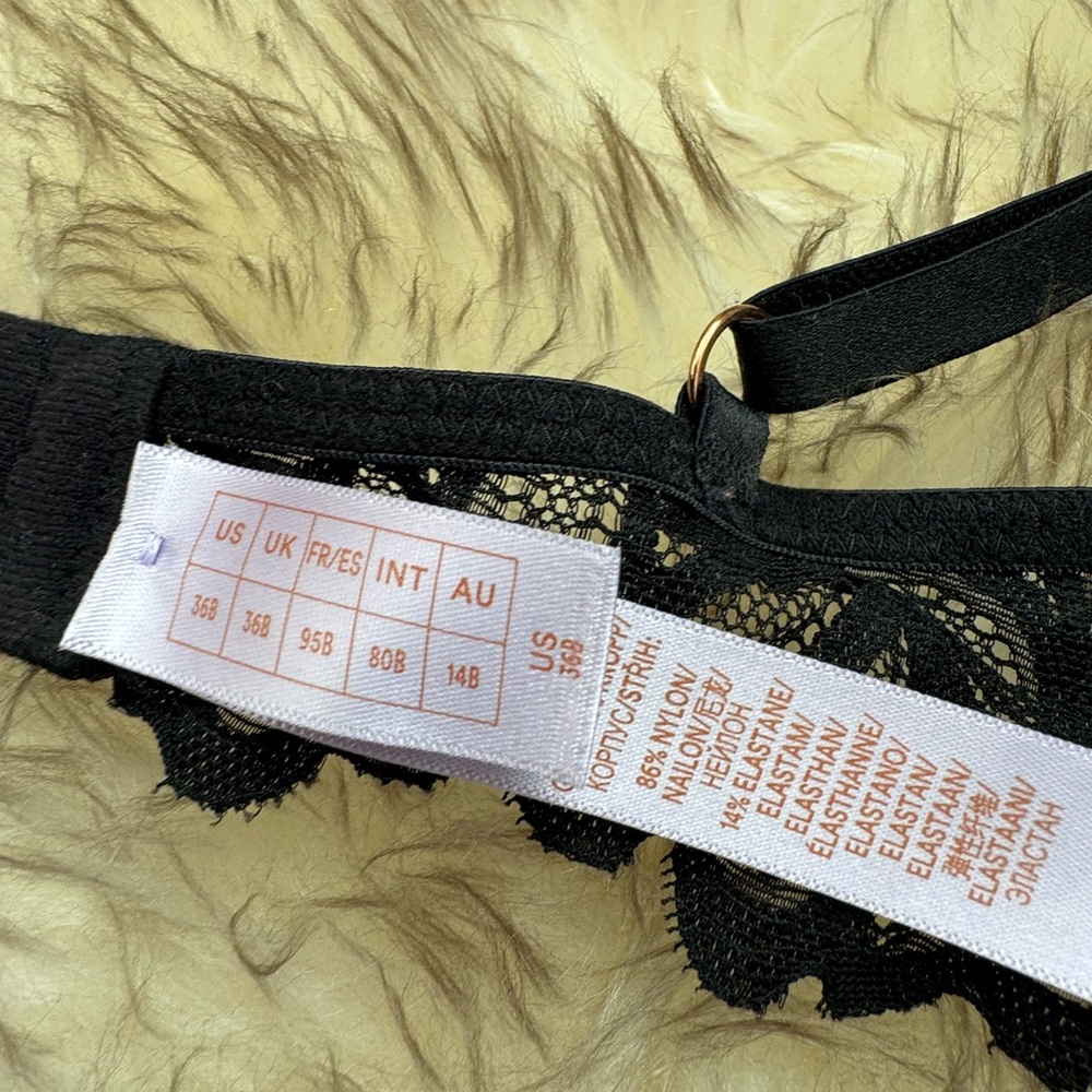 NWOT SAVAGE X FENTY Black Lace Balconette Bra 36B - Picture 4 of 5